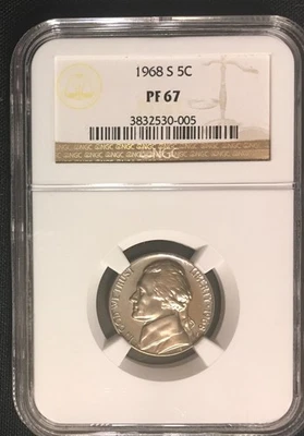 1968-S 5C Jefferson Nickel Pf 67 NGC - Image 1 of 2