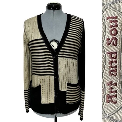 Cárdigan Art And Soul único costura expuesta abotonado cuello en V suéter talla: L Foto 1 de 4