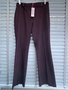 Pantaloni viola M&S PER UNA UK 12 eleganti gamba dritta elasticizzati dettagli vita prugna - Foto 1 di 10