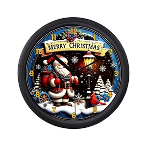 Santa Claus Christmas Holiday Wall Clock, Holiday Winter Decor, Festive Gift - Picture 1 of 3