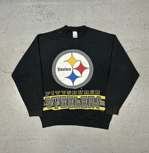 VTG 90s Salem Sportswear Pittsburgh Steelers Crewneck/Sweatshirt- Black- Size XL - Picture 1 of 7