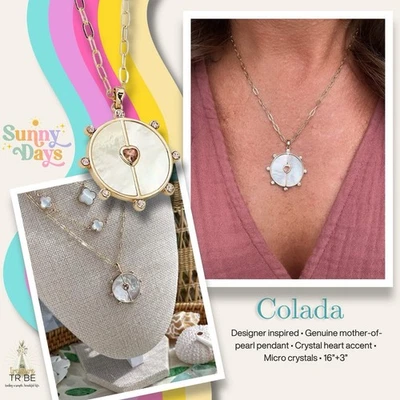 Park Lane, COLADA, Mother Of Pearl Pink CZ Pendant Retail $72 - Image 1 of 4