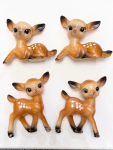 Vintage Mini Kunststoff Rentier Rehkitz Figuren MCM anthropomorphe Küche 3-4" 4er Set - Bild 1 von 22