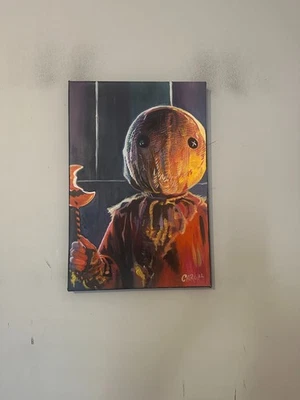 Trick r Treat Sam Horror Art 12" x 18" Pop Art Painting Chris Cargill - Image 1 of 4