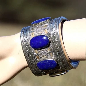 PULSERA Turcomana Tribal Hecho a Mano Danza del Vientre LAPIS Lapiz Lázuli 738d7 - Imagen 1 de 10