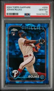 POP 2! PSA 10! JOHAN ROJAS 2024 TOPPS CHROME SAPPHIRE REFRACTOR ROOKIE CARD #209 - Bild 1 von 2