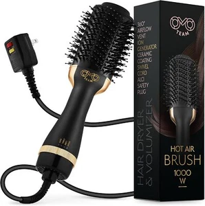 Professional Blowout Hair Dryer Brush, Black Gold, 75MM Oval Hot Air Brush - Picture 1 of 8