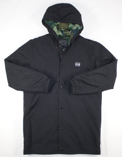 Levi's Cappotto Giacca Uomo Medium Coach's Cappuccio Media Lunghezza 69627 Mimetico Foderato Nero