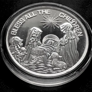 1 oz 999 Silver Nativity Bless Children Christmas Jesus Christ Born Bless Star - Picture 1 of 8