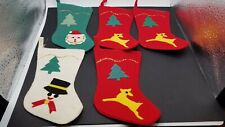 Set of 5 Vtg Felt Christmas Applique Candy Stockings Japan