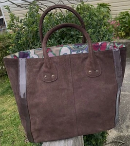 Like New Unused GAP Dark Brown Suede Leather Hand Bag Tote - Picture 1 of 12