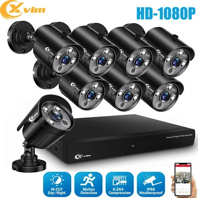 XVIM 1080P HDMI 8CH CCTV DVR 2MP Outdoor IR Night Security Camera System 1TB HDD