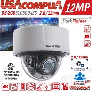 Hikvision 12MP DeepinView WDR PoE 3D-DNR Motorized VF 8-12mm Security IP Camera - Picture 1 of 9