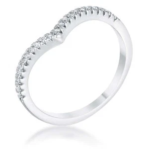 .22Ct Rhodium Chevron Ring with CZ - Picture 1 of 2