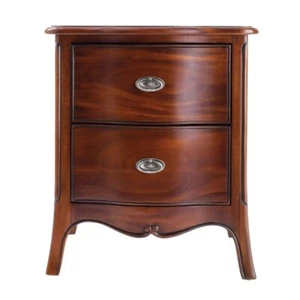French Style Solid Mahogany Olivia Two Drawer Bedside Table Carved Detail WB2GB - Picture 1 of 1