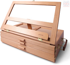 Wood Desk Table Easel - Handcrafted Beechwood Desktop Easel & Wooden Art Box fo