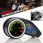 Black Motorcycle Digital Speedometer Odometer Tachometer Fuel Gauge Waterproof