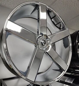 28" Inch CHROME DUB Baller S115 5x127 5x5 +11 Wheels Rims 24 26 30 - Picture 1 of 7