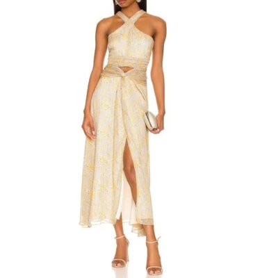 Nuevo con etiquetas Vestido Midi Likely X Revolve Lucy Corte Retorcido Té Verde Multi Metálico 10 Foto 1 de 4