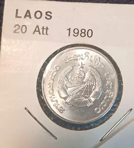 Escudo de armas de aluminio Laos 1980 20 at/arado hombre BU - Imagen 1 de 2