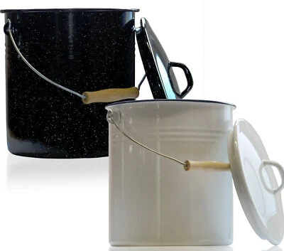 Nostalgie Emailleeimer Email Emaille Eimer Metalleimer Ascheeimer 12l mit Deckel - Bild 1 von 4