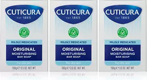 3x Cuticura Medicated Soap Original Moisturising Bar Soap 100g For Dry Skin - Picture 1 of 2