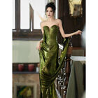 Women Luxury Green Sequin Fishtail Dress Strapless Dinner Gown Weding Ball Skirt