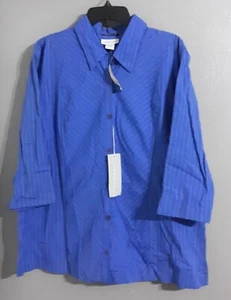 new- WOMAN'S AVENUE STRETCH CAREER 3/4 SLEEVE.BUTTON DOWN BLOUSE.SZ 18/20 $39 - Picture 1 of 9