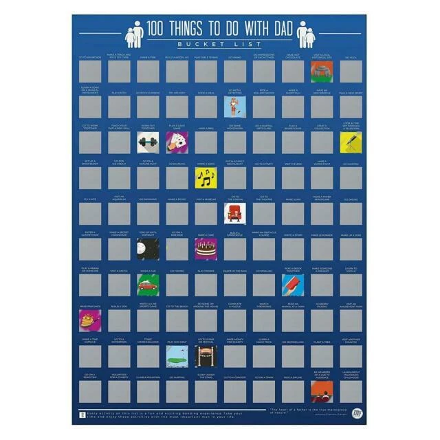 Gift Republic 100 Things To Do With Dad Bucket List Scratch Poster - Multicolor