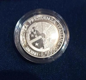 1996 - L. 5.000 in Ag commemorativo Presidenza UE - Imagen 1 de 1