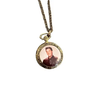 Vintage Elvis Presley Musical Pocket Watch by Valdawn 13" Gold-Tone Chain - Picture 1 of 4
