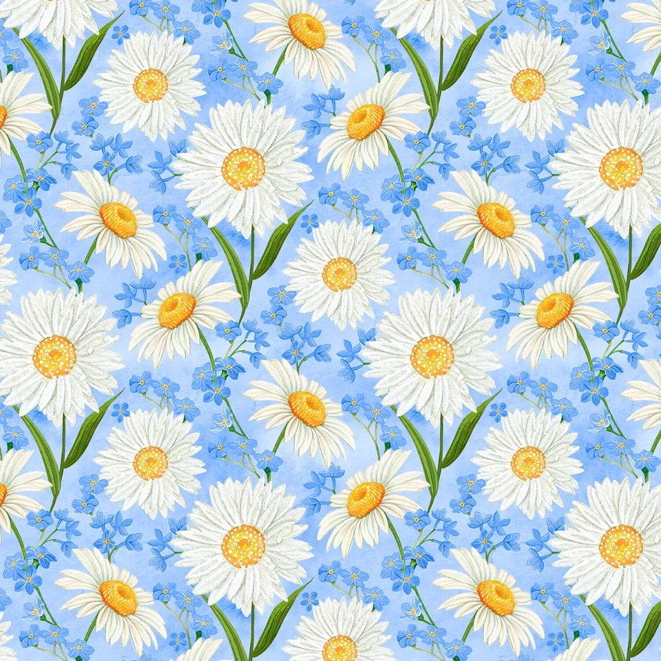 Paisley Punch, Blue Daisies All Over, Nicole Tamarin BTY  44" Wide Quilt Fabric - Image 1 of 4