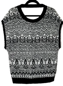 PAM & GELA Black White Knit Pullover Sweater Top Open Back Sz Medium Cute! - Picture 1 of 12