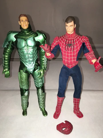 Spiderman Movie 2002 Poseable 12" Action Figures Lot Spider-Man & Green Goblin Cover