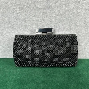 Fully Beaded Evening Bag Black Purse Hard Shell Clutch Hideaway Crossbody Chain - Picture 1 of 12
