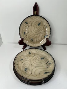 Juego de 5 platos de postre de ensalada PIER 1 IMPORTS TEAL REACTIVE pluma de pavo real - Imagen 1 de 11