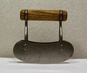 Vintage Doppelklinge Stahl Lebensmittel Zerkleinerer Holzgriff Küchenutensilien - Bild 1 von 10