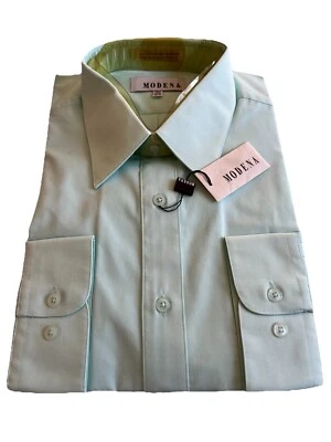 Modena Dress Shirt For Men Size: 17.5 Tall.  Color: Aqua Green - Image 1 of 4