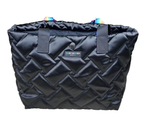 Kurt Geiger London Kensington Quilted Nylon Tote Bag Black Rainbow Handles NWT - Picture 1 of 13