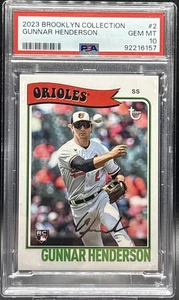 ๐ฅ๐๐ฅ 2023 Topps GUNNER HENDERSON Brooklyn RC #2 โผ๏ธ PSA 10 โผ๏ธ Low Pop ๐ฅ๐๐ฅ - Picture 1 of 2