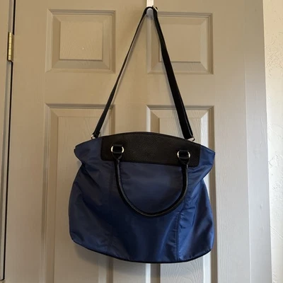 Neiman Marcus синий нейлона двойной черный ручки и ремень через плечо дорожная сумка - Изображение 1 из 4