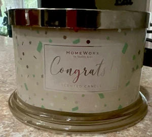 Neu "GLÜCKWUNSCH" 18oz 4-Docht Kerze 30-55 Stunden Homeworx Konfetti Zuckerwatte - Bild 1 von 5