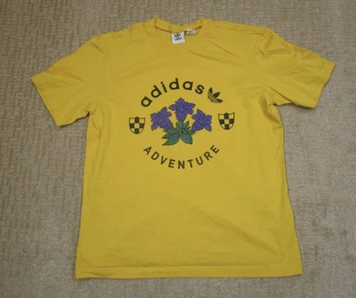 Camisa Adidas Para Hombre Grande Amarilla Aventura Floral Gráfico Exterior Camiseta Logo Algodón Foto 1 de 4