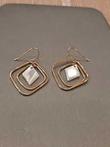 14k MOP Shell Dangle Drop Earrings 2.9g - Picture 1 of 6