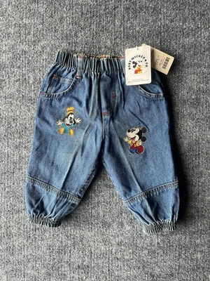 Pantalones de mezclilla Mickey & Co Baby Mickey & Co años 90 nuevos con etiquetas parches bordados Mickey Foto 1 de 4
