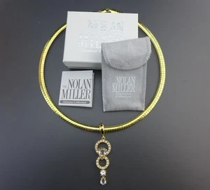 Nolan Miller Glamour Due Gerchi Italia Crystal Drop Gold Enhancer Omega Necklace - Picture 1 of 3
