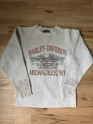 Vintage Harley Davidson Heather Gray Crewneck Sweatshirt Milwaukee Holoubek 1989 - Image 1 of 4