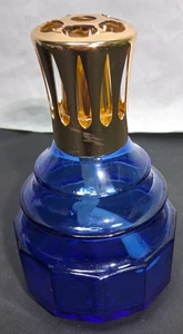 Vintage Lampe Berger Cobalt Blue Glass Fragrance Lamp Gold Crown France - Picture 1 of 5