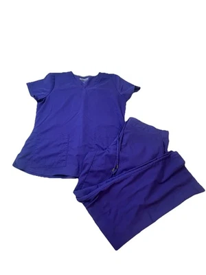 Greys Anatomy Scrub Set Womens XL/XLT Purple Polyester Rayon Drawstring Pockets - Image 1 of 4