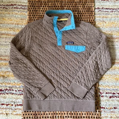 Patagonia Diamond Quilted Snap T Pullover Fleece Grey Blue Size Small S - Image 1 of 3